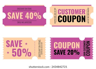 Set of 4 vector coupons for sale.