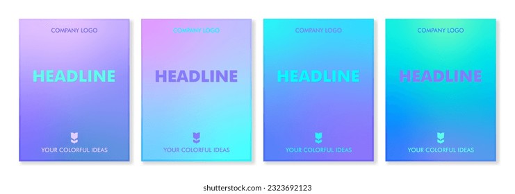 Set of 4 vector cover templates with gradient backgrounds of soft pastel colors. For brochures, booklets, branding, social media and other projects. Just add your title and description.