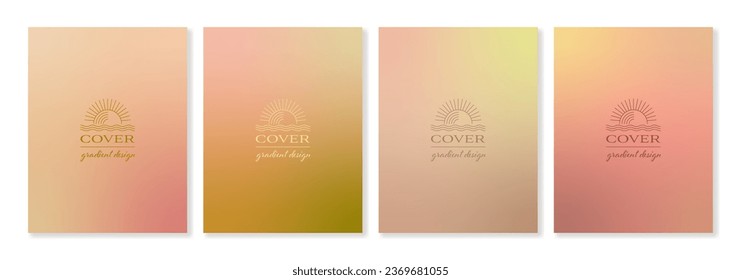 Set of 4 vector cover templates with gradients of natural colors and linear design. For brochures, booklets, banners, wallpapers, branding, social media and other projects. Just add text.