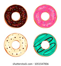 Set of 4 vector douhnuts in modern flat style