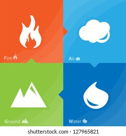 Set of 4 vector elements   -   fire, water, air, ground