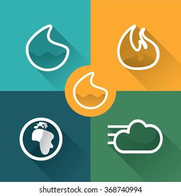 Set of 4 vector elements - fire, water, air, ground