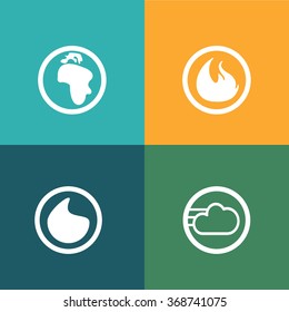 Set of 4 vector elements - fire, water, air, ground