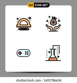 Set of 4 Vector Filled line Flat Colors on Grid for education; bandage; capital; venture; chemical science Editable Vector Design Elements