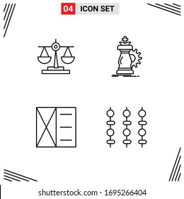 Set of 4 Vector Filledline Flat Colors on Grid for balance; accessories; scale; horse; man Editable Vector Design Elements