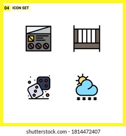 Set of 4 Vector Filledline Flat Colors on Grid for fi; competition; ui; bedroom; games Editable Vector Design Elements