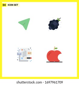 Satz von 4 Vektorillustrationen Flache Symbole auf Pfeil nach Raster; Unternehmen; Computer; Obst; Design-Elemente für Vektorillustrationen mit id-Editierbare