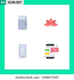 Set of 4 Vector Flat Icons on Grid for appliances; phone; home; india; mobile Editable Vector Design Elements