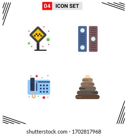 Conjunto de 4 iconos planos vectoriales en la rejilla para el aeropuerto; comunicación; taxi; directorio; elementos de diseño de vectores editables por teléfono