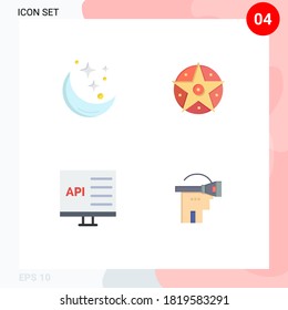 Set of 4 Vector Flat Icons on Grid for moon; app; weather; satanic; computer Editable Vector Design Elements