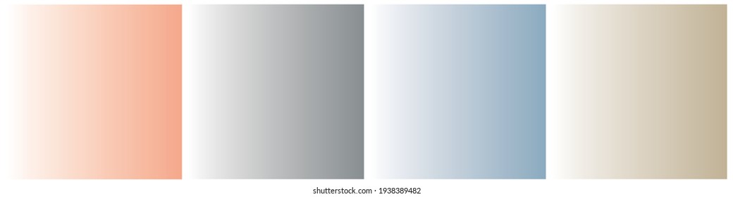 Se compone de 4 gradientes de moda, de color pastel y suave. Colección de colores modernos en 2021. Paleta de decoración y diseño. Fondo aislado. Estirar el color. Boda. Beige, melocotón, gris, azul, blanco