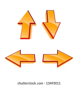 Set of 4 vector glossy orange arrows