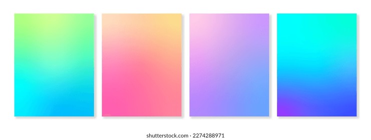 Set of 4 vector gradient backgrounds in soft saturated colors. For brochures, booklets, banners, branding, posters, social media and other projects. For web and print.