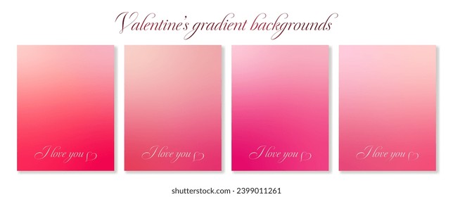 Set of 4 vector gradient backgrounds of romantic red and pink colors. Great for for Valentine's day, women's day, weddings, birthdays, anniversaries and other projects. For web and print.