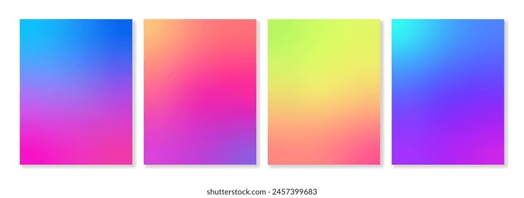 Set of 4 vector gradient backgrounds of vibrant colors with soft transitions. For covers, wallpapers, brands, social media and other bright projects. 