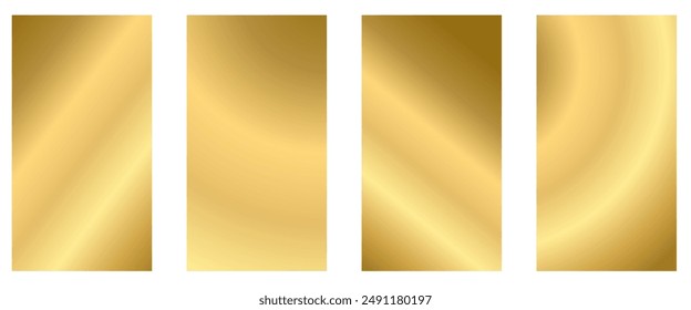 Conjunto de 4 fondos degradados de Vector de colores dorados con transiciones suaves. Para portadas, Fondos de pantalla, marcas, redes sociales y otros proyectos brillantes.