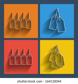 Set of 4 vector hang tags web and mobile icons in flat design.