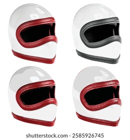 Set of 4 Vector Helmet Cakil – Orthographic Side Top View – Realistic, Illustration, and Line Art – Fully Editable and Scalable