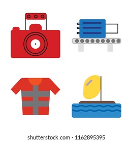 Set of 4 vector icons such as Photography, Check out, Lifejacket, Parasailing, web UI editable icon pack, pixel perfect
