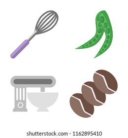 Set of 4 vector icons such as Whisk, Peas, Mixer, Coffee, web UI editable icon pack, pixel perfect