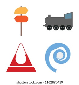 Set of 4 vector icons such as Pointer, Railway, Purse, Seashell, web UI editable icon pack, pixel perfect
