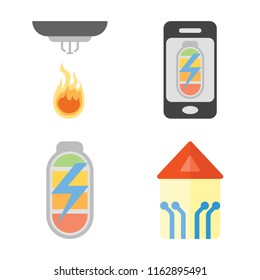 Set of 4 vector icons such as Sensor, Mobile phone, Power, Smart home, web UI editable icon pack, pixel perfect