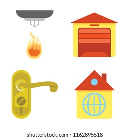 Set of 4 vector icons such as Sensor, Garage, Doorknob, Home, web UI editable icon pack, pixel perfect