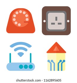 Set of 4 vector icons such as Dial, Plug, Modem, Smart home, web UI editable icon pack, pixel perfect
