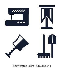 Set of 4 vector icons such as Sewing machine, Standard, Cup, Tools, web UI editable icon pack, pixel perfect