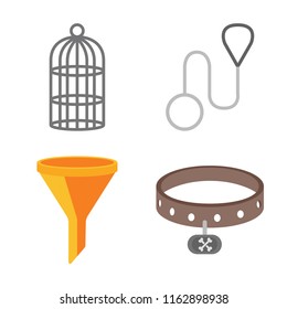 Set of 4 vector icons such as Cage, Leash, Filter, Collar, web UI editable icon pack, pixel perfect
