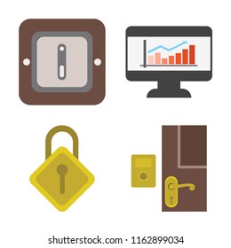 Set of 4 vector icons such as Switch, Dashboard, Locking, Doorbell, web UI editable icon pack, pixel perfect