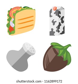 Set of 4 vector icons such as Taco, Milk, Salt, Hazelnut, web UI editable icon pack, pixel perfect