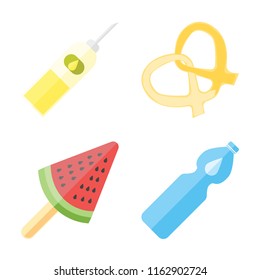 Set of 4 vector icons such as Oil, Pretzel, Ice cream, Water, web UI editable icon pack, pixel perfect