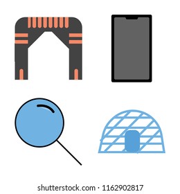 Set of 4 vector icons such as Arch, Phone, Search, Igloo, web UI editable icon pack, pixel perfect
