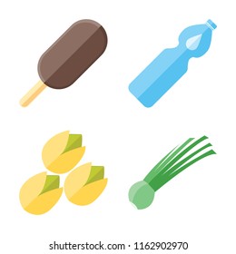 Set of 4 vector icons such as Ice cream, Water, Pistachio, Chives, web UI editable icon pack, pixel perfect