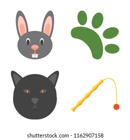 Set of 4 vector icons such as Rabbit, Animal, Cat, Toy, web UI editable icon pack, pixel perfect