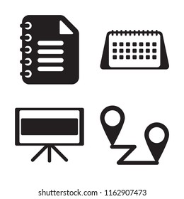 Set of 4 vector icons such as Notepad, Calendar, Television, Placeholders, web UI editable icon pack, pixel perfect