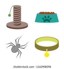 Set of 4 vector icons such as Scratching, Bowl, Spider, Collar, web UI editable icon pack, pixel perfect