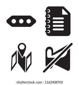 Set of 4 vector icons such as More, Notepad, Map, Muted, web UI editable icon pack, pixel perfect