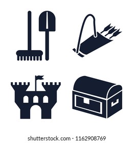 Set of 4 vector icons such as Tools, Quiver, Castle, Chest, web UI editable icon pack, pixel perfect