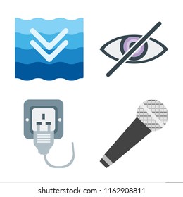 Set of 4 vector icons such as Deep, Blind, Plug, Microphone, web UI editable icon pack, pixel perfect