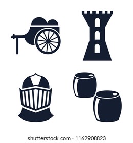 Set of 4 vector icons such as Wheelbarrow, Tower, Helmet, Beer, web UI editable icon pack, pixel perfect