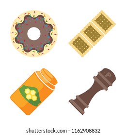 Set of 4 vector icons such as Doughnut, Biscuit, Honey, Pepper, web UI editable icon pack, pixel perfect
