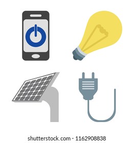 Set of 4 vector icons such as Smartphone, Light, Panel, Plug, web UI editable icon pack, pixel perfect