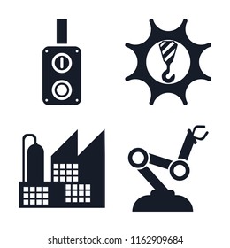 Set of 4 vector icons such as Switch, Machinery, Factory, Robot arm, web UI editable icon pack, pixel perfect