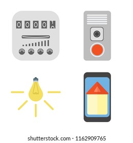 Set of 4 vector icons such as Meter, Intercom, Light, Smart home, web UI editable icon pack, pixel perfect