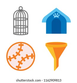 Set of 4 vector icons such as Cage, Pet house, Toy, Filter, web UI editable icon pack, pixel perfect