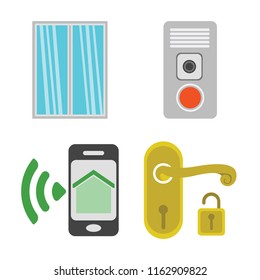 Set of 4 vector icons such as Window, Intercom, Smartphone, Handle, web UI editable icon pack, pixel perfect