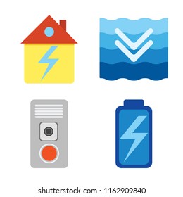 Set of 4 vector icons such as Home, Deep, Intercom, Battery, web UI editable icon pack, pixel perfect