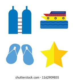 Set of 4 vector icons such as Oxygen, Cruise, Flip flops, Star, web UI editable icon pack, pixel perfect